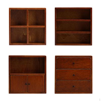 4 Stück 1/12 Maßstab Puppenhaus Schrank Set Holz Lebensszene Miniatur Landschaft Zubehör