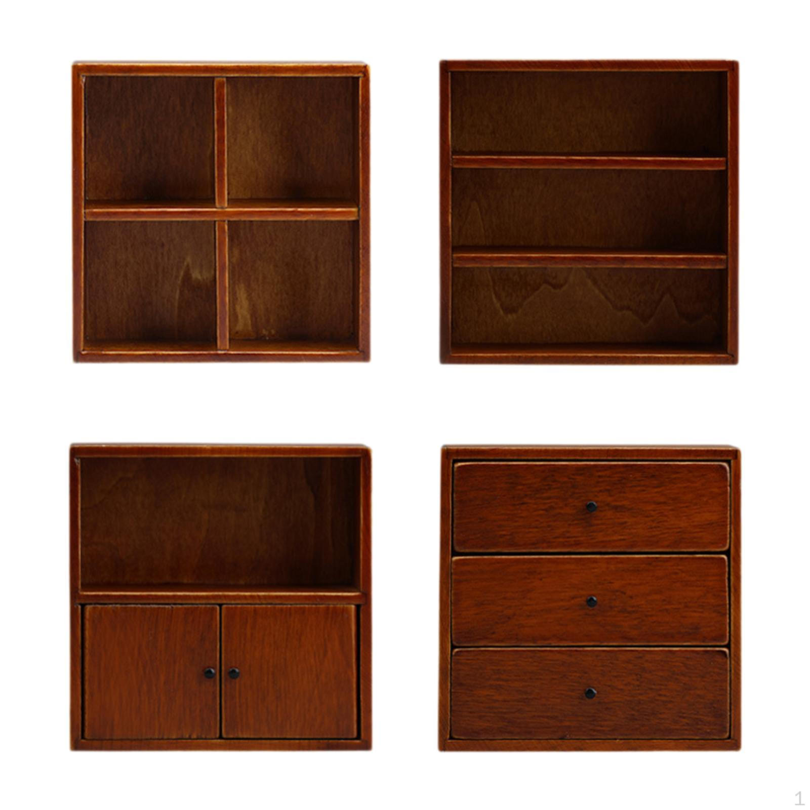 

4Pcs 1/12 Scale Dollhouse Cabinet Set Wooden Life Scene Miniature Landscape Accessories