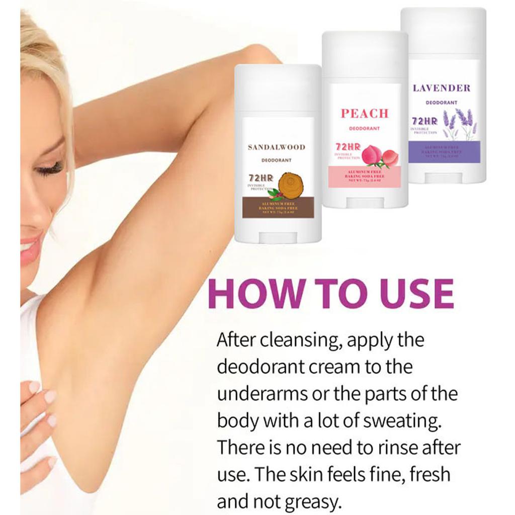 Long Lasting Fresh Scent Body Cream, Aluminum-Free Deodorant Stick for 72-Hour Odor Control & All-Day Comfort