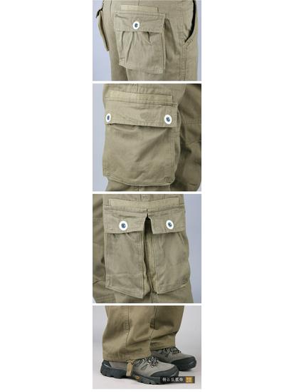 Herren Dicke Baumwollgurtbandhose, Mehrere Taschen, Lockere Passform, Übergröße Freizeit-Arbeitskleidung