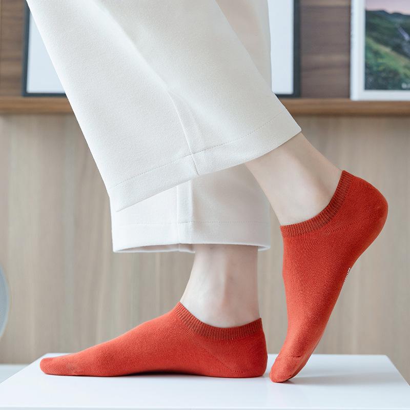 5 Pairs of Women's Spring and Summer Thin Pure Cotton Sweat Absorption Non Slip Shallow Mouth Invisible Socks