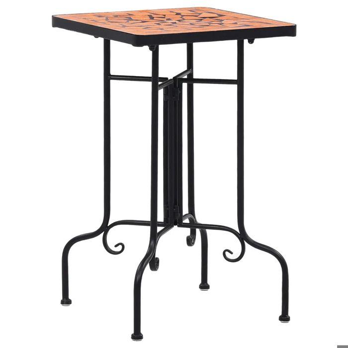 Table de bistro - vidaXL - Mosaïque céramique - Bois d'épicéa massif - 150 x 67 x 56 cm - Extérieur