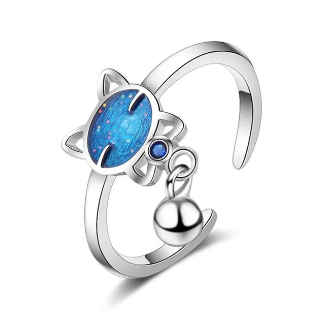 

Корейский тренд Синий Кот Открывающееся Кольцо Для Женщин Изысканный Кристалл Циркон Регулируемое Кольцо Аксессуары Милые Девочки Ювелирные Изделия Подарок Resizable синий