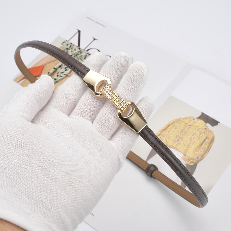 Fine Belt Women'S Leather Button Belt Women'S Casual Pants Belt Chain