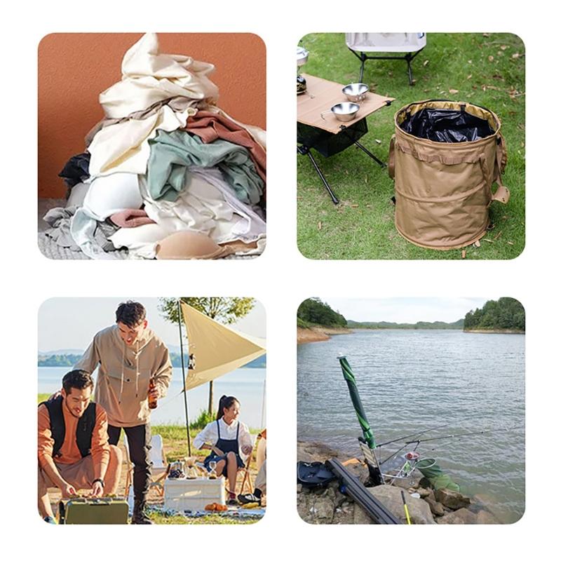 Camping Trash Can Foldable Garbage Bin with Zippered Lid Foldable Garbage Container for Campsites Outdoor Picnics BBQ