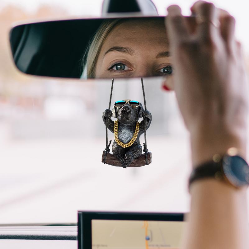 Swinging Bulldog Car Hanging Ornament Cute Resin Dog Car Interior Decoration Auto Rearview Mirror Hanging Accessories