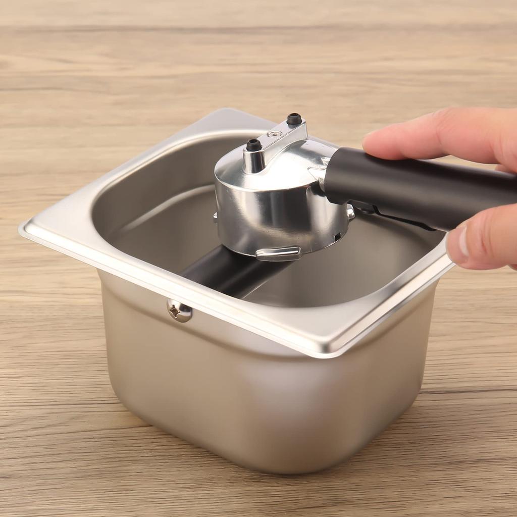 Coffee Knock Box,Espresso Dump Bin,Coffee Powder Residue Bin,Stainless Steel Espresso Knock Box Built-in Container Coffee Ground