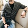 Herregenser Cardigan Revers Slim Fritid Enkeltspent Ensfarget Casual Cardigan for Utgåing