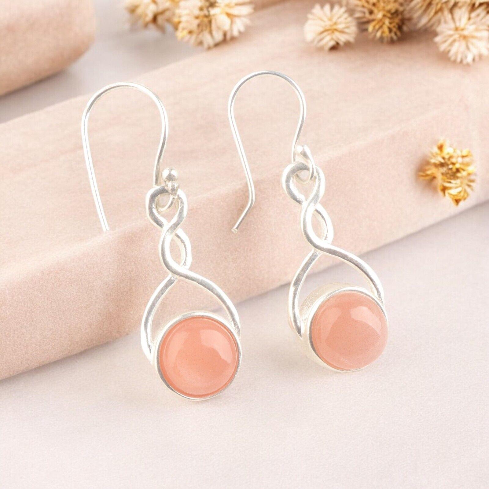 

Редкие серьги из кристалла Персикового Лунного Камня из стерлингового серебра 925 пробы круглой формы 1,86 CE-15-24