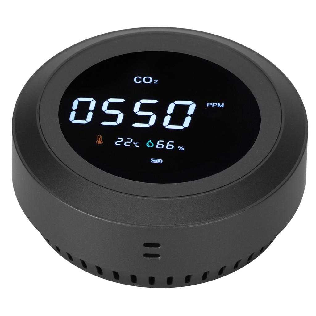 Multi Functional Air Quality Detector Portable CO2 Temperature Humidity Monitor Black