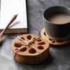 Wooden Coaster for Drinks Lotus Slices Shaped Cup Mat Heat-Resistant Coasters for Bar Home Office Coffee Table