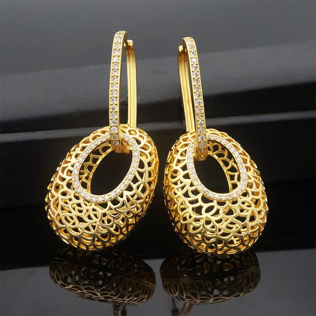 Kristal Altın Rengi Çıtçıt Küpe Kolye Yeni Tasarım Kadın Sallantılı Küpe Damla Küpe Küpeler Moda Takı