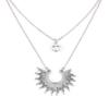 Double Layer Rhinestone Fan Shape Clavicle Chain, Fashion Necklace for Women