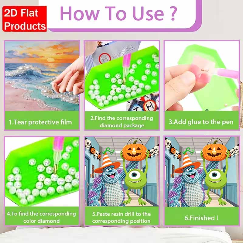Disney Pearl Painting Monsters, Inc. DIY Pearl Art Painting Pearl Gem Painting Pictures Crafts Special Shape Home Wall Decoration