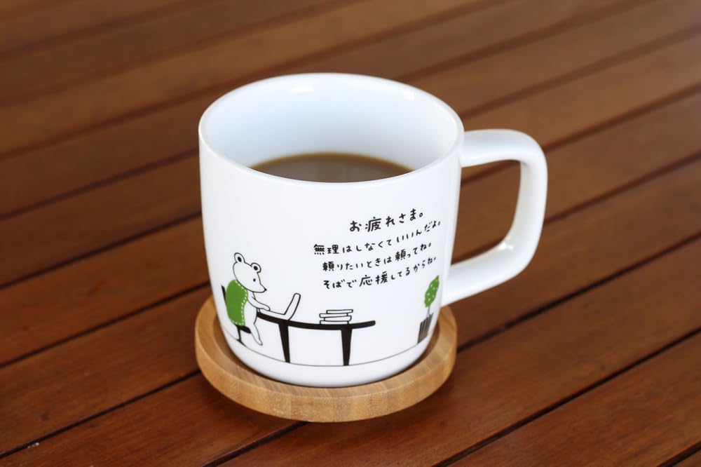 Artha Kimochi Mug with You for Your Hard Dishwasher and Microwave with a Comfortable Gift Item AR0604183 Lid, "Thank Work," 280ml, Safe,