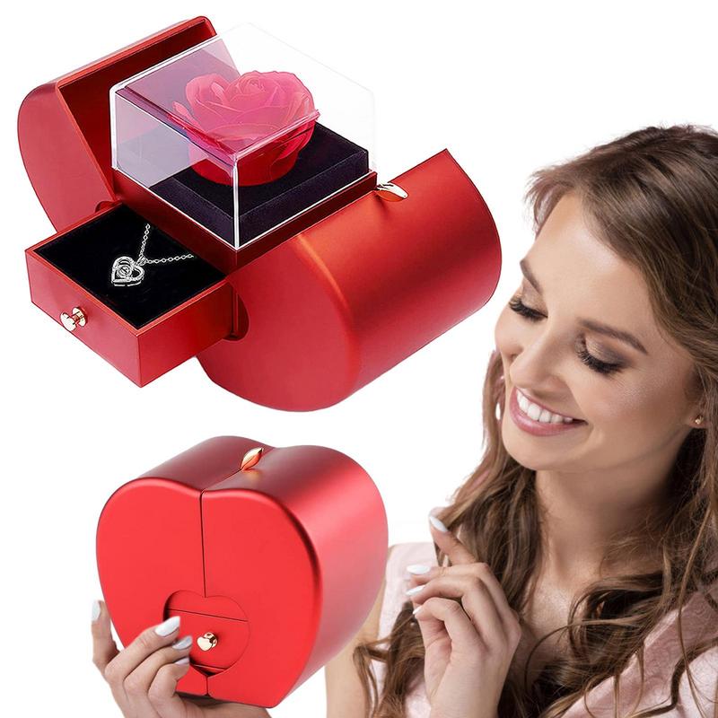 Eternal Flower Apples Christmas Gift Box Rose Flower Birthday Party Valentine's Day Gifts Forever Love Jewelry Box Holder