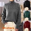 Women Loose Long Sleeve Tutrtleneck Sweater Casual Knitted Pattern Solid Color Pullover Plus Size