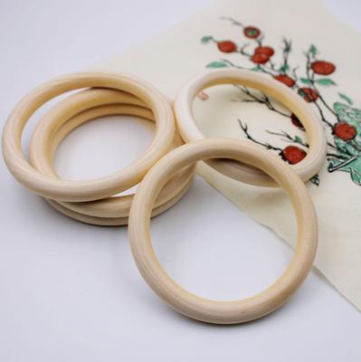 Handmade Wooden Hoop Ring for DIY Weaving: Round Bag Accessories & Bracelet In Natural Wood Color