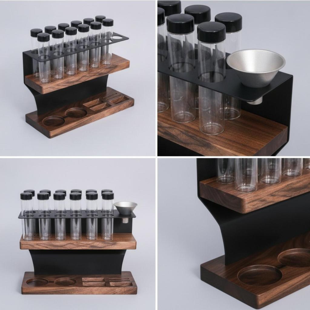 Coffee Bean Storage Rack Single-Dose Organizer Visible for Baristas