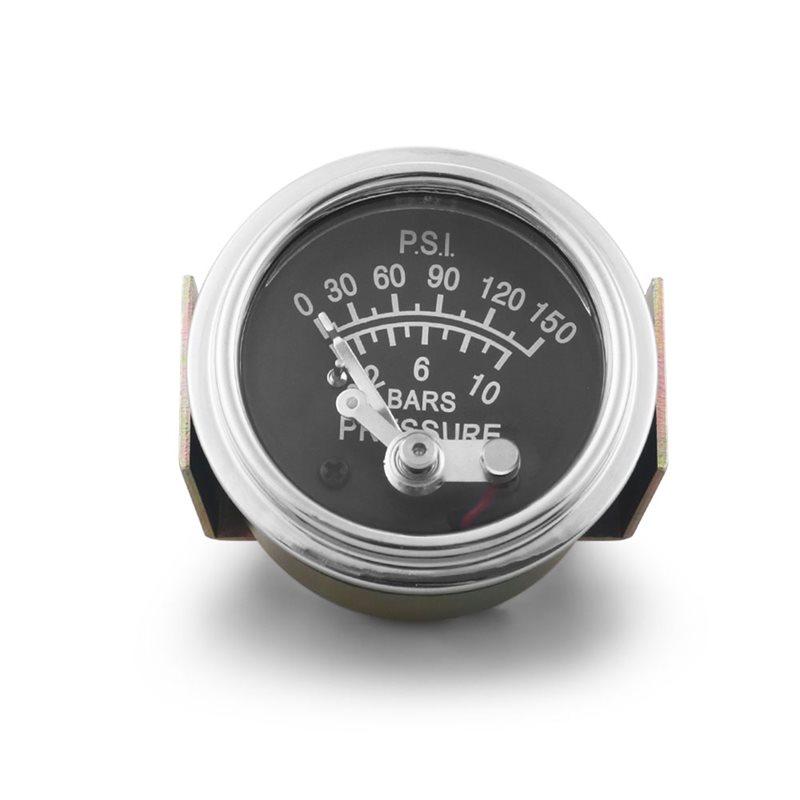 Car Meter 2" 52Mm Mechanical Oil Press Pressure Gauge 0-150PSI/0-10Bar Manual Alarm Setting Yellow Light 1/8NPT Connection