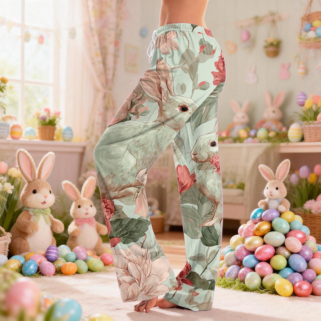 Women's Casual Fashion Easter Print Loose-fitting Pajama Pants