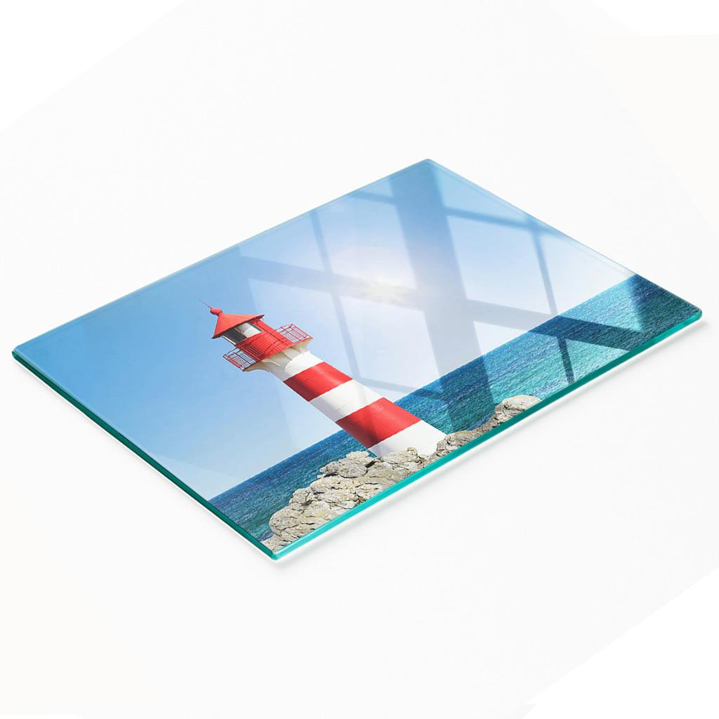Decorative Glass Chopping and Serving Board Lighthouse 80x52 Cm