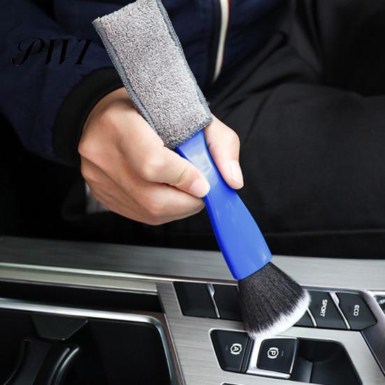 Car Cleaning Brush 2-in-1 Soft Bristles Portable Efficient Pen-holding Feel Anti-deform Arced Handle Comfortable Grip Center Of Gravity