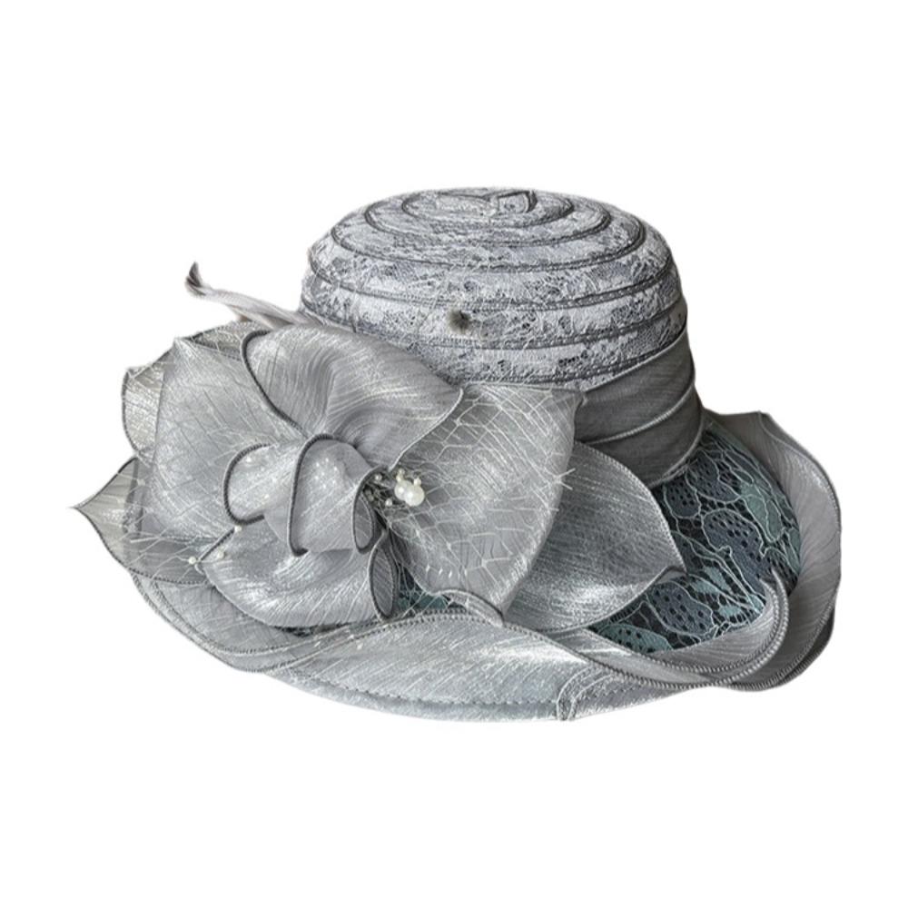Breathable Ladies Fascinator Hat Wide Brim Foldable Sun Cap Bowknot Design French Style Bucket Hats Photography Accessory