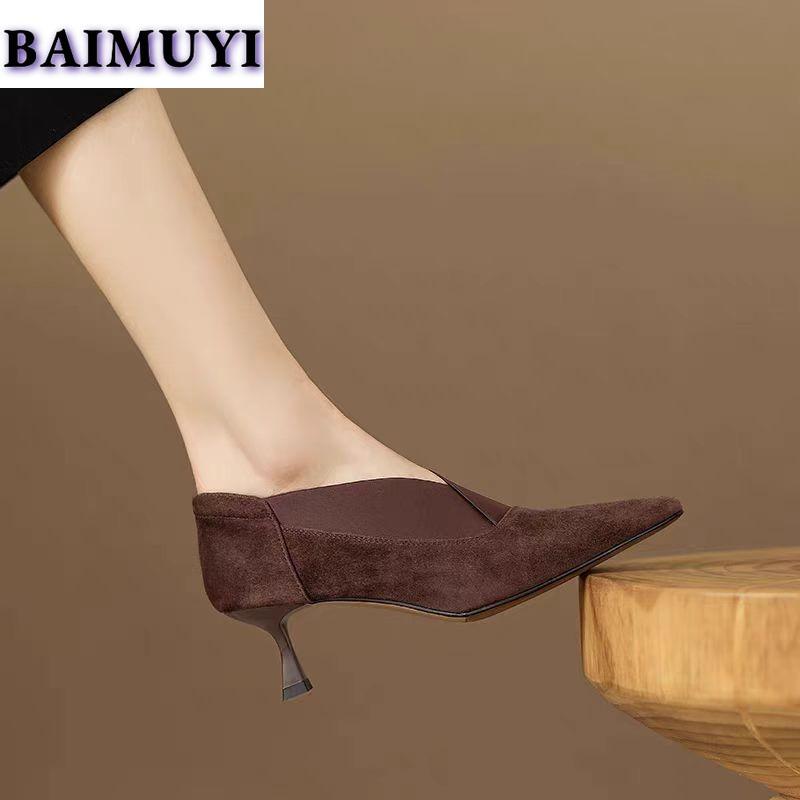 Dámské špičaté boty na jehlách Semišové mokasíny Zimní návrhář 2025 Trend New Sexy elegantní lodičky na párty Zapatillas Mujer