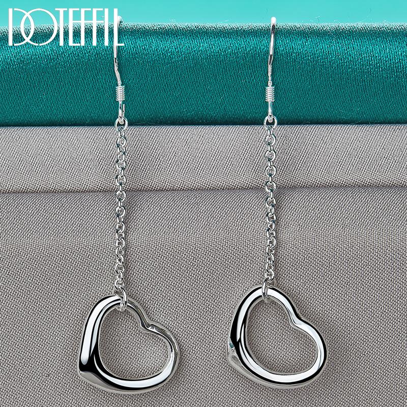 Romantic Heart Earrings Gift Silver Color Charming Party Jewelry