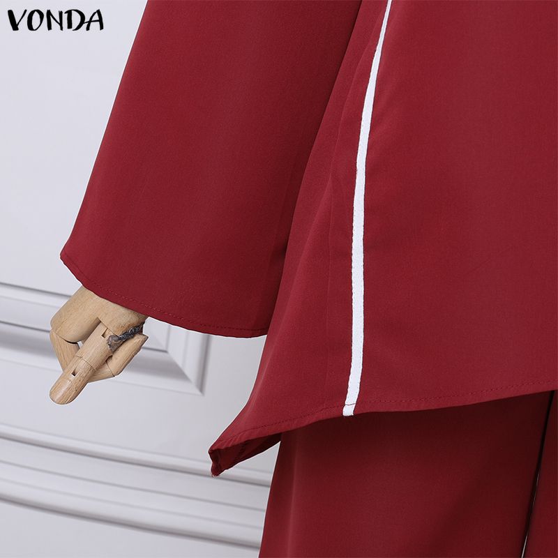 VONDA Elegant Sets Two Pieces Women Half Sleeve Irregular Blouse and Pants Casual Outfits