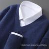 Men's Pure Wool V-Neck Sweater - Loose Fit, Plus Size, Cashmere Blend, Autumn/Winter Collection