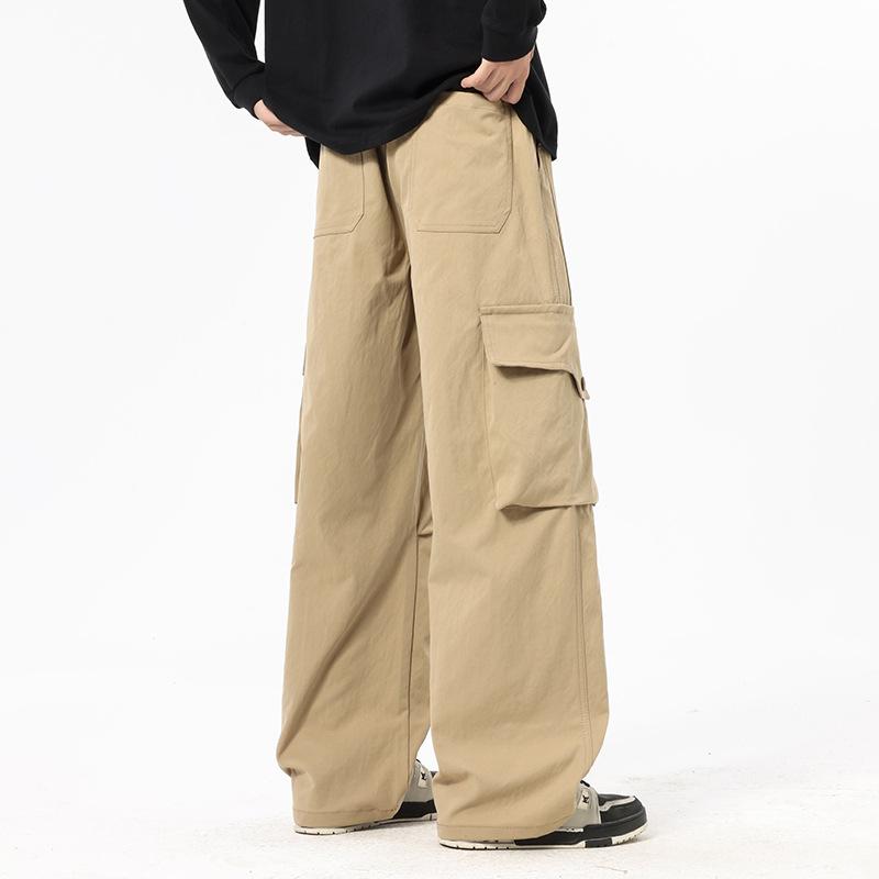 Overalls men's autumn new American trendy brand versatile loose wide-leg drape multi-pocket straight trousers men