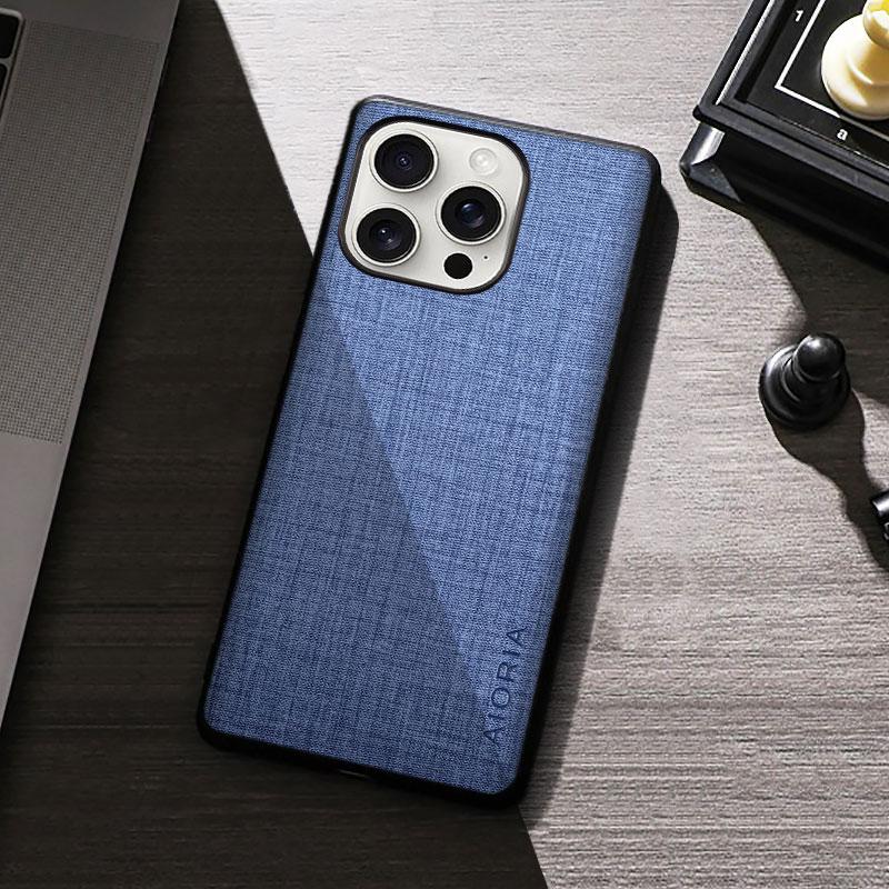 Чехол для iPhone 16 Pro Plus Max Премиум Текстильный Взрывозащищенный Чехол для iPhone 16 Pro Max iphone 16 синий