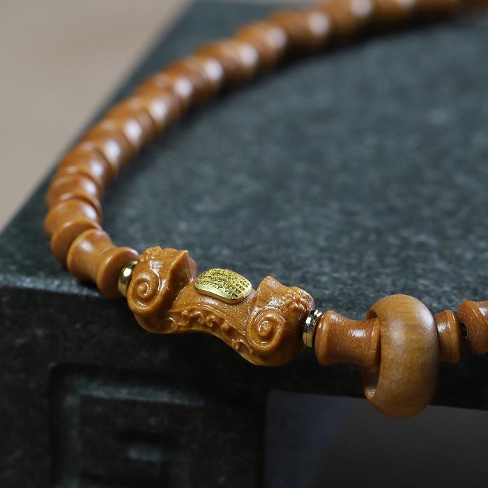 Sandalwood Lotus Bracelet: Men's & Women's Ruyi Running Ring, Wenwan & Green Sandalwood Buddhist Prayer Beads