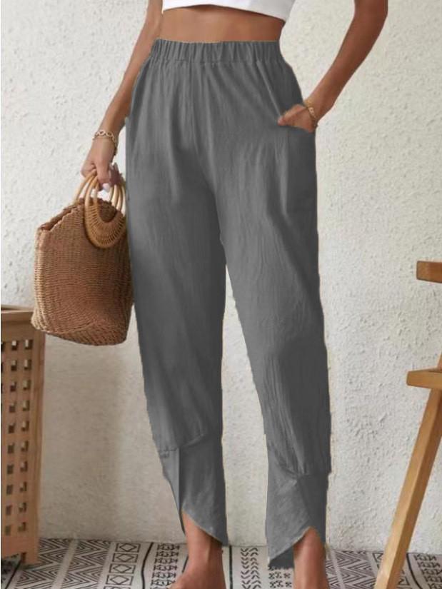 

2024 Women s European & American Autumn Casual Joggers - Loose Pocket, Cotton Linen Skinny Pants Double Extra Large