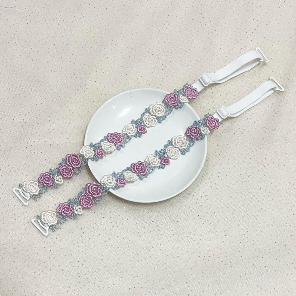 Adjustable Floral Bra Straps with Lace Trim Flower Lingerie Strap Fashion Underwear Strap Women