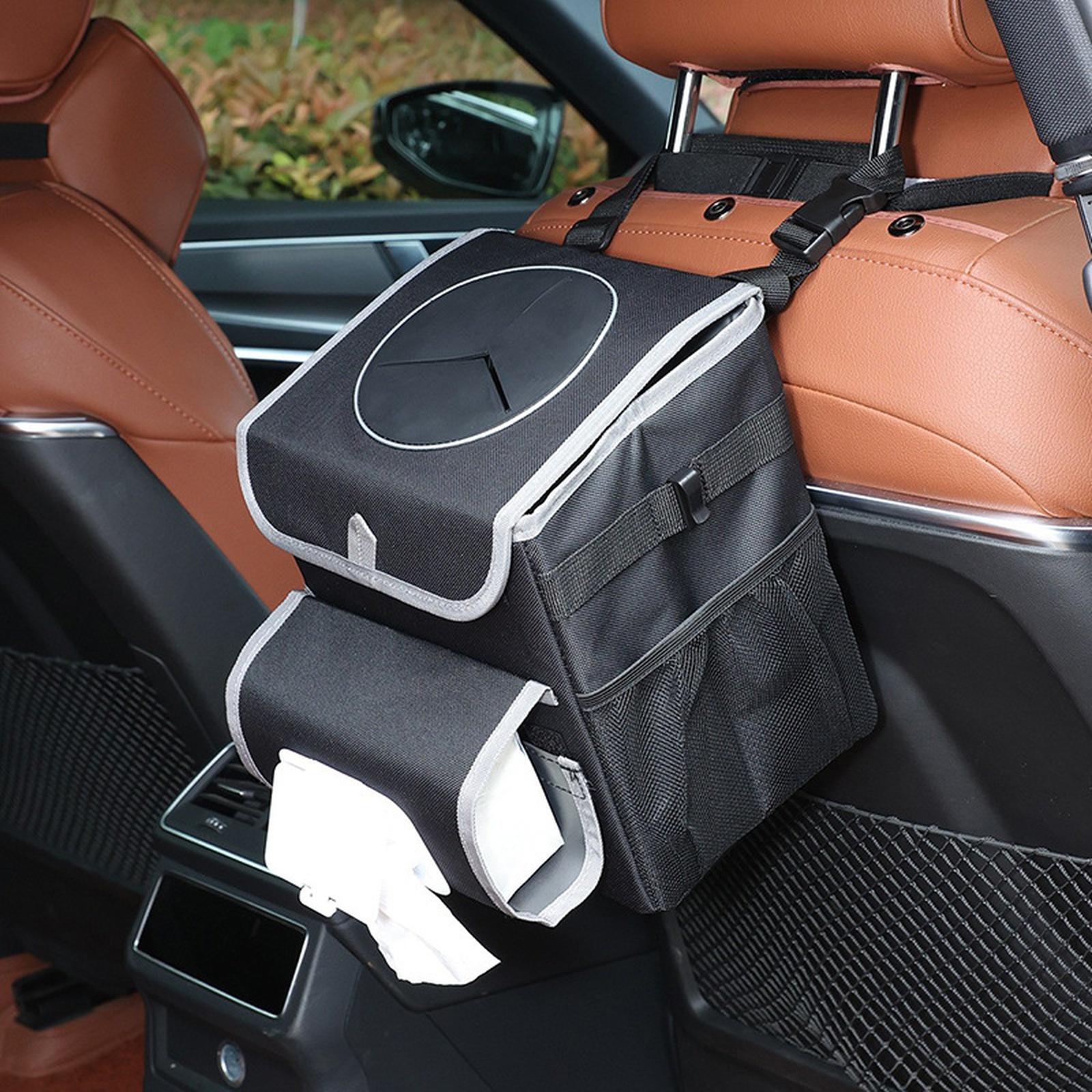 

upra Car Trash Can with Lid,Bag Hanging Storage Pockets,Adjustable Tissue Holder & Straps,Portable Garbage , 1.98 Gal Large Capacity Multipurpose one size чорний