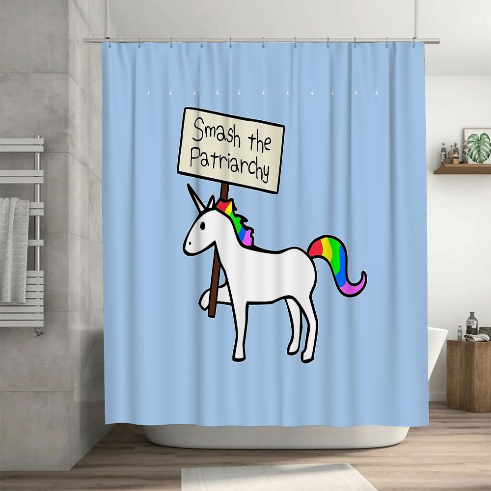 Unicorn Rainbow Shower Curtain Cute Magical Horse Bathroom Decor Washable Fabric Liner Hippie Aesthetic Room Decor Gift