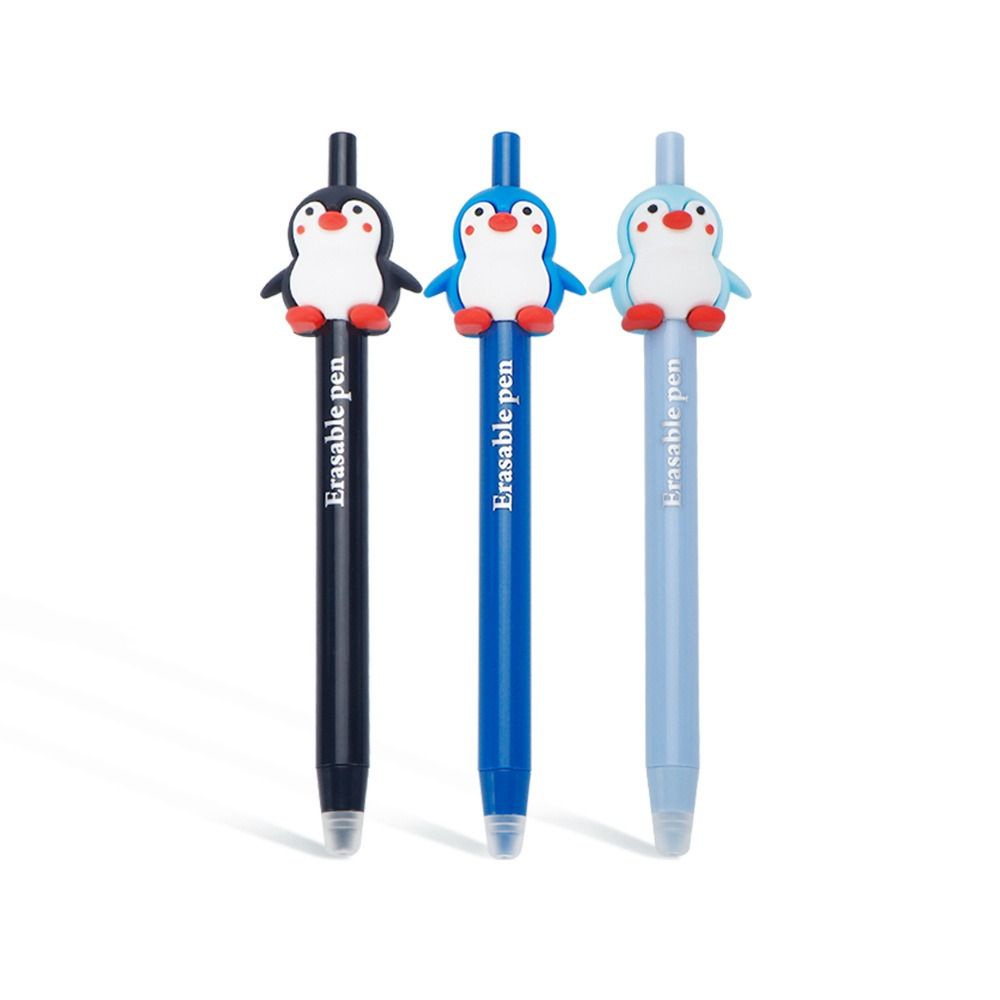 3pcs/Set Press Type Ballpoint Pen Penguin Writing Pen Smooth Writing Gel Pen Gift