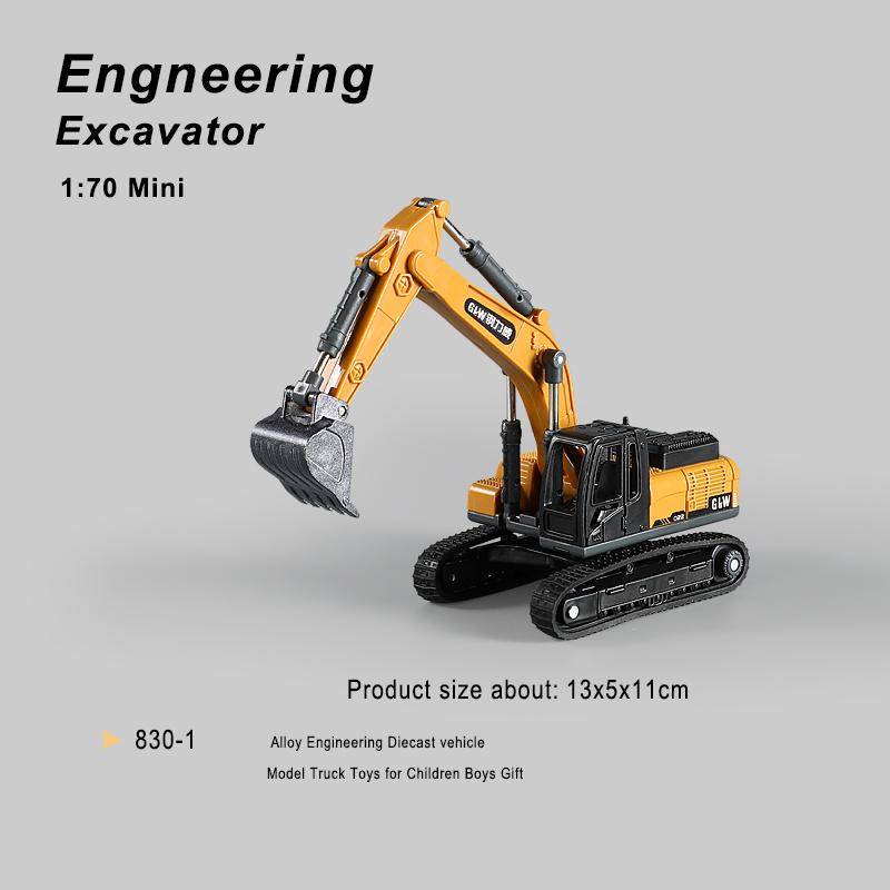 1:70 9 Styles Mini Yellow Alloy Forklift Driller Road Roller Engineering Diecast Construction Vehicle Inertia Toys for Boys Gift