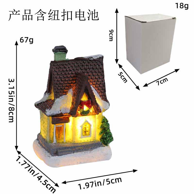 Jingchen new Christmas decorations resin hut colorful luminous house tabletop ornament