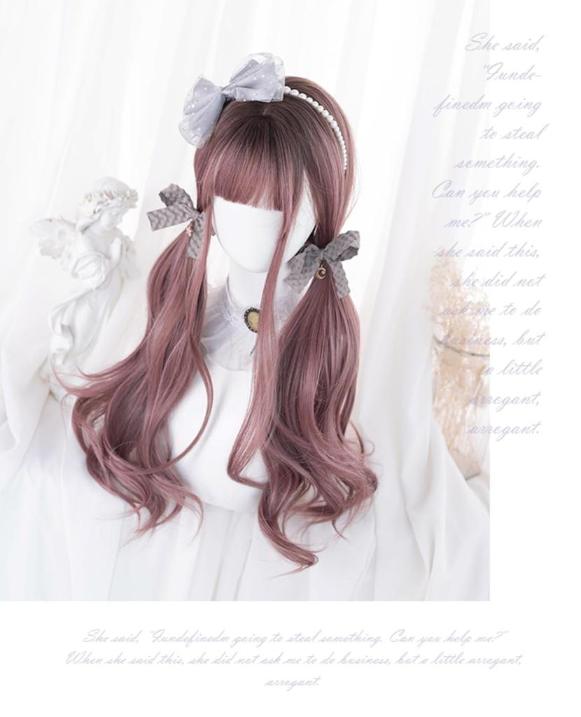 RyuuCos Lolita Wig Long Hair Curly Brown Wig Black Gradient Pink Brown Natural Harajuku Cosplay Heat Resistant Disguise Present Event Halloween