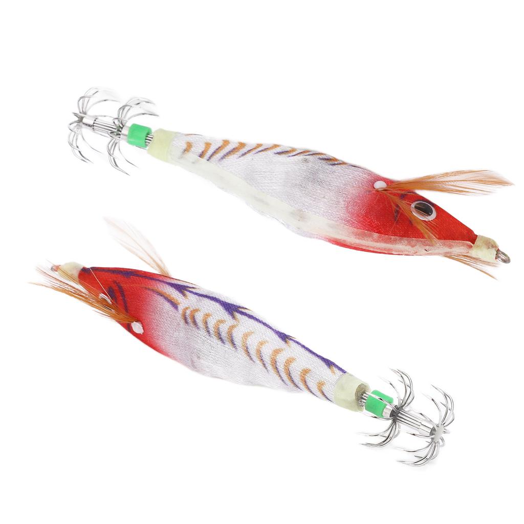 Fishing Squid Jigs Bait Squid Jig Hook Hard Fishing Lure with Luminous Effect for Ocean Boat River Pond FishingRed Head White Stripe Body