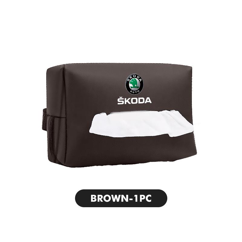 VIJT4 Car Tissue Box Cover Seat Back Hanging Type Tissue Storage Case For Skoda S Kodiaq Octavia 2 3 Yeti Karoq Rapid Fabia VII VRS