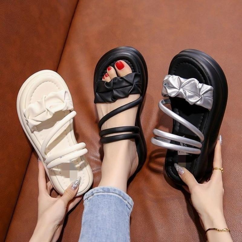 Flip-flops with Thick Soles, New Style, Beach Slippers, Soft Heel Heightening Sole, Women's Shoes