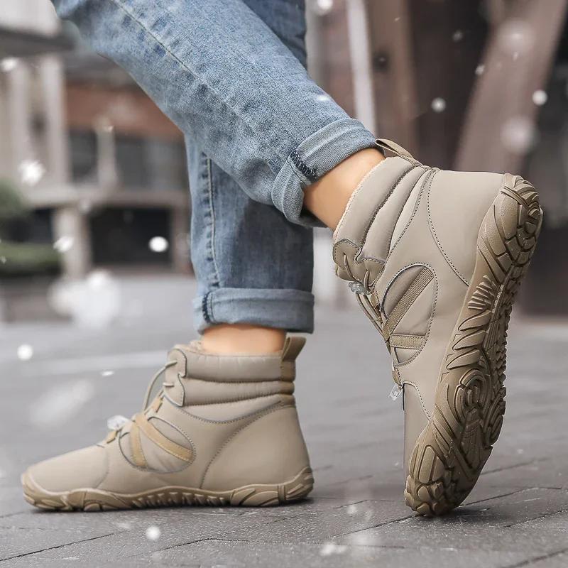 Winter Hiking Shoes Snow Boots Plush Cotton Shoes Outdoor Sneakers Men Women Ankle Boots Warm Winter Boots Mid-top