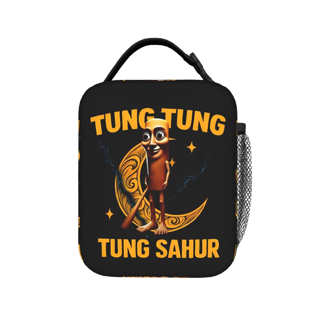 Tung Tung Tung Sahur Insulated Lunch Bags High Capacity Italian Brainrot Meme Meal Container Cooler Bag Tote Lunch Box Work