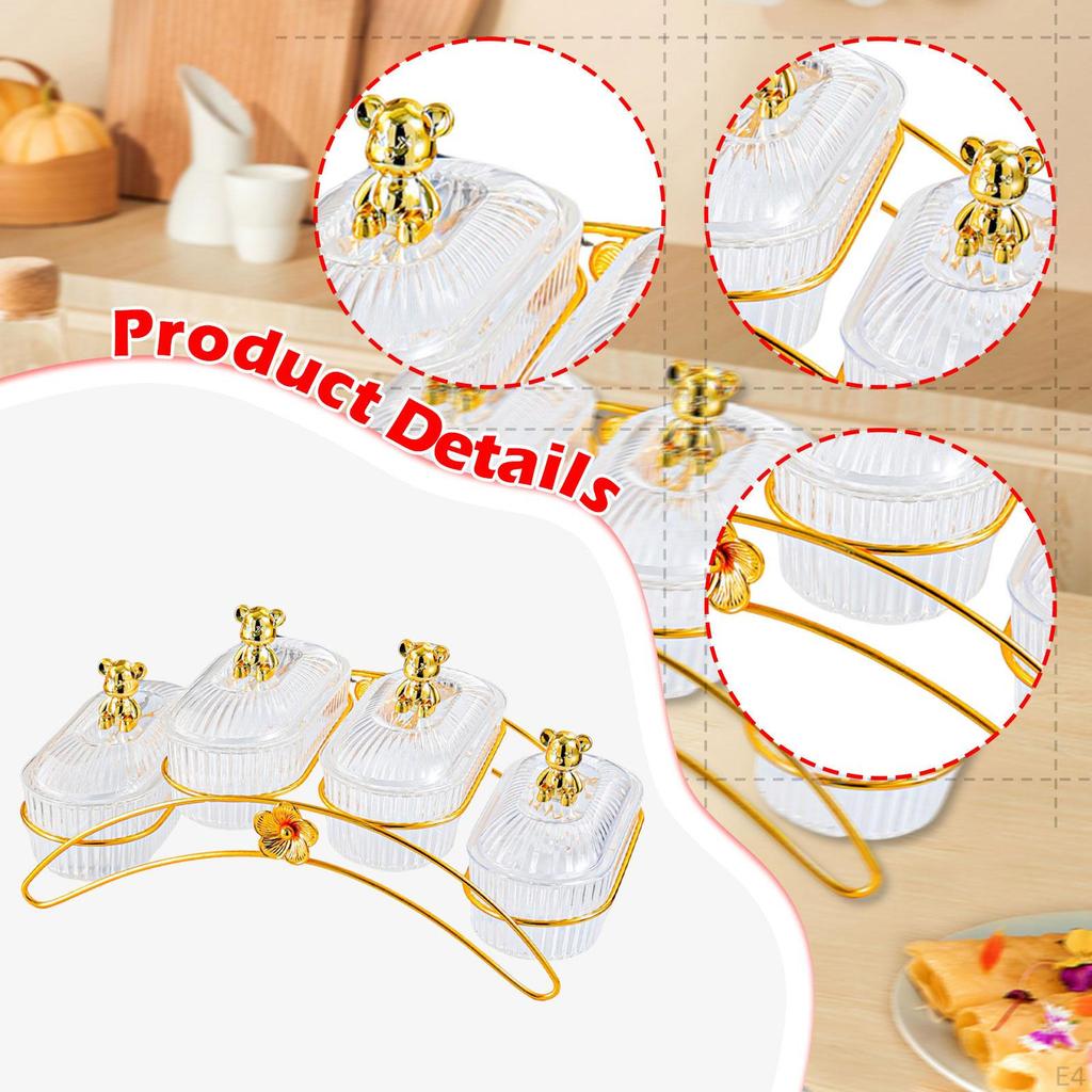 Dried Bowl Storage Breakfast Trays 4 Compartments Snack Holder for Home