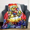 Mario Friends Showtime Flannel Blanket Super Soft Warm Cozy Blanket For Sofa Bed Office Travel Allseason Home Decor Gift